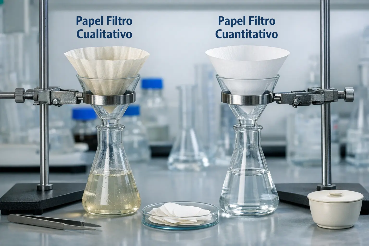 Imagen ilustrativa para el artículo: Diferencias Entre Papel Filtro Cualitativo y Cuantitativo en Análisis de Laboratorio